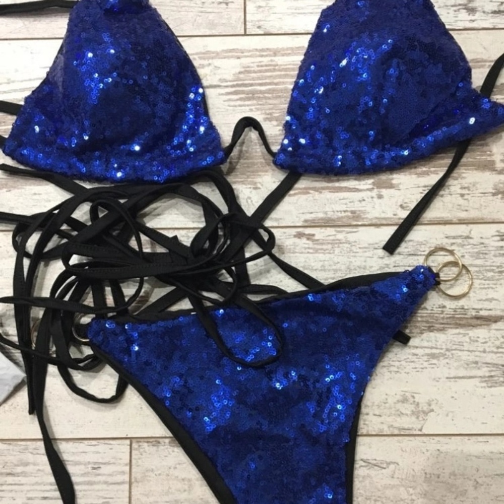 New arrival! Sexy Blue sequin bikini sets! - Picture 7 of 8